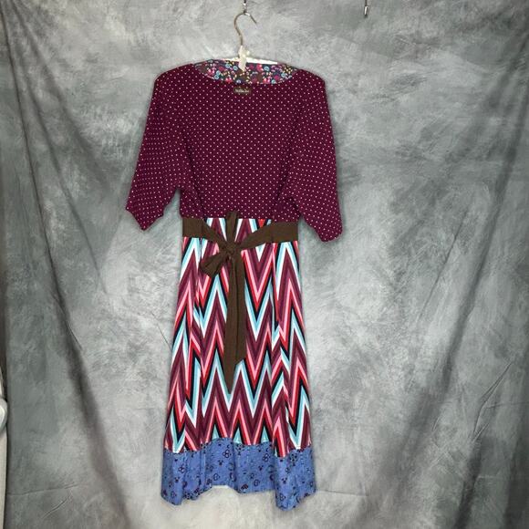 Matilda Jane Paint by Numbers Dress Women Large Artsy Cotton Hippie Boho Midi - Picture 2 of 7